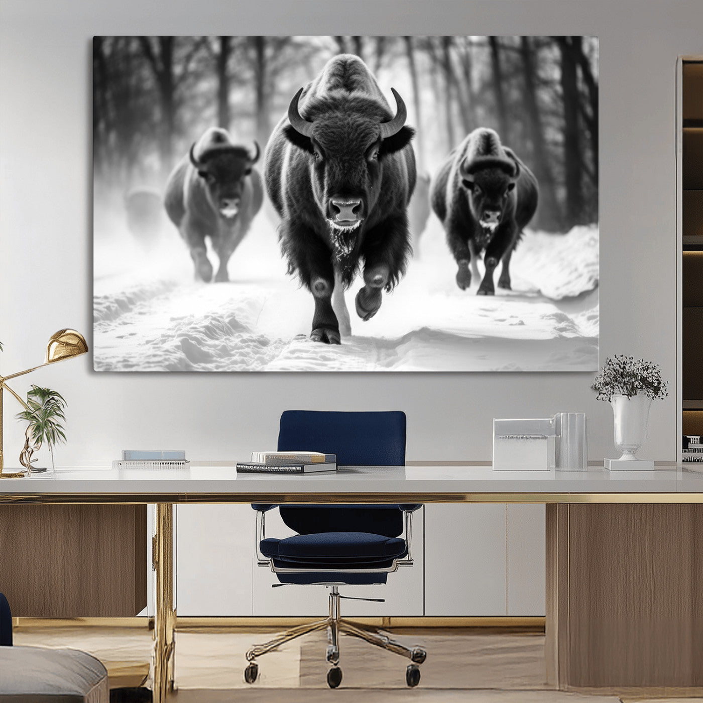 MGV-CV-36X24 - Buffalo Wall Art Canvas Print, Bison Family Wall Art Canvas Print