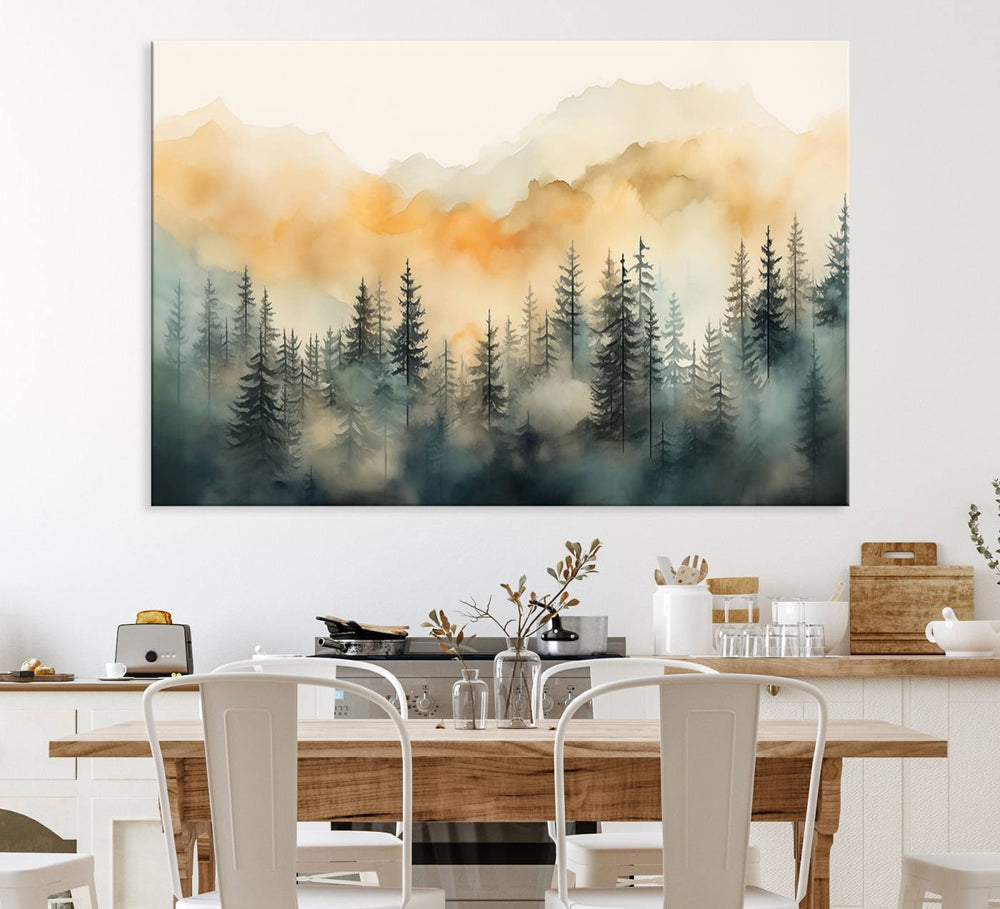 Abstract Forest Print - Mountain Wall Art showcasing a captivating design.