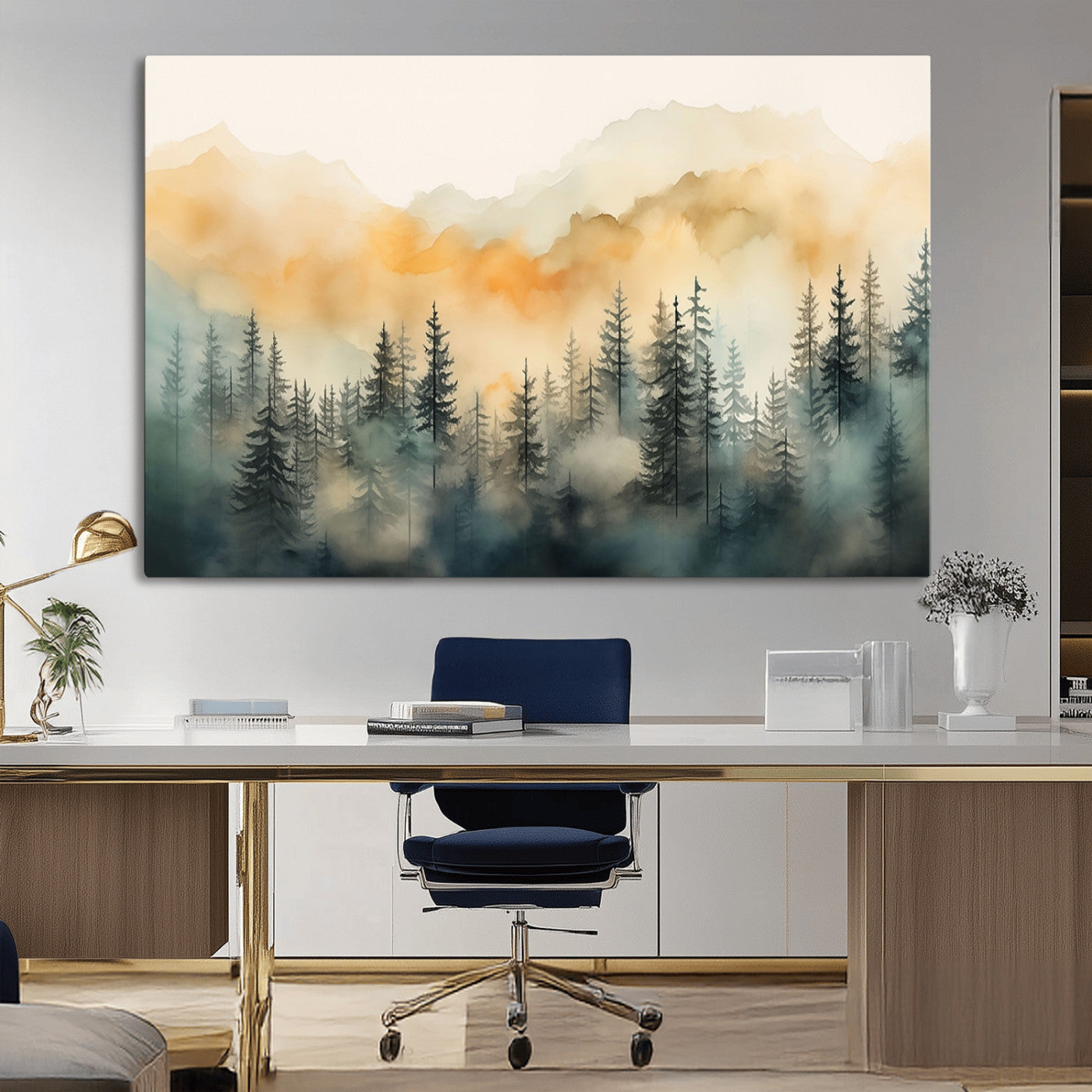 34155-MGV-CV-36X24-Abstract Forest Print - Mountain Wall Art | Autumn Landscape Canvas Print for Living Room, Bedroom, or Office | Large Wall Art Decor