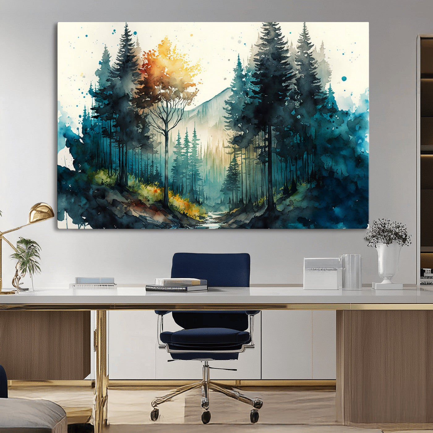 MGV-CV-36X24 - Watercolor Trees Forest Abstract Wall Art Canvas Print