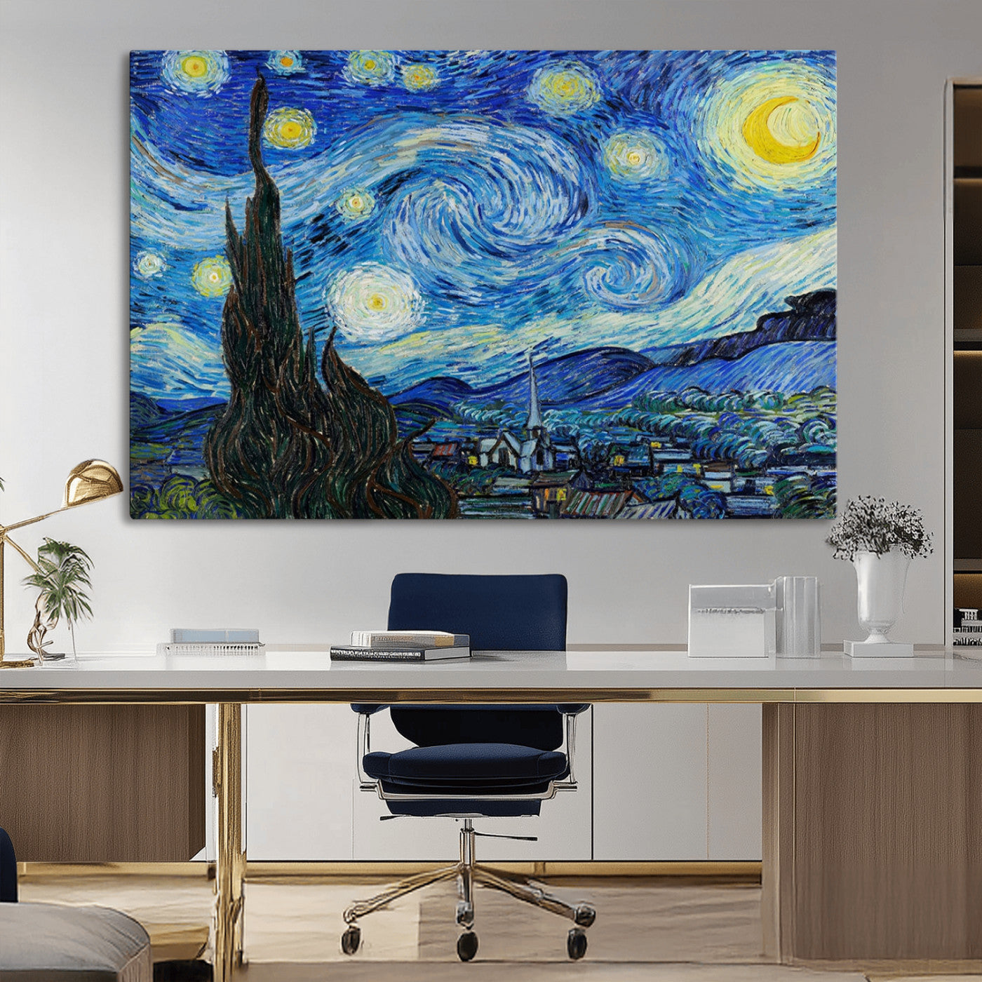 MGV-CV-36X24 - Vincent Van Gogh The Starry Night Abstract Wall Art Canvas Print