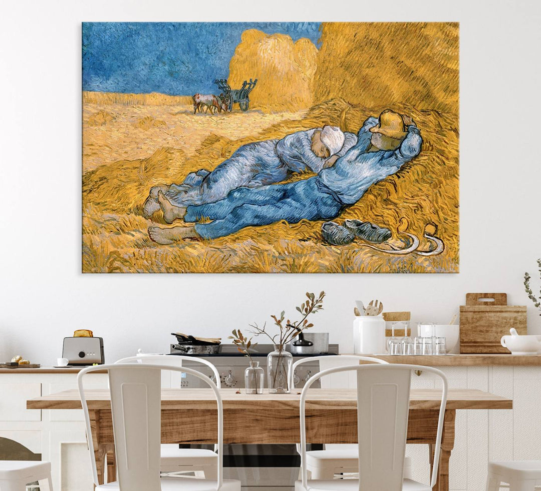 A Vincent Van Gogh Nature canvas print depicting resting farmers.