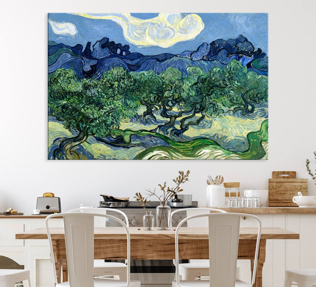 A museum-quality Olive Trees Van Gogh wall art canvas print, ready to hang.