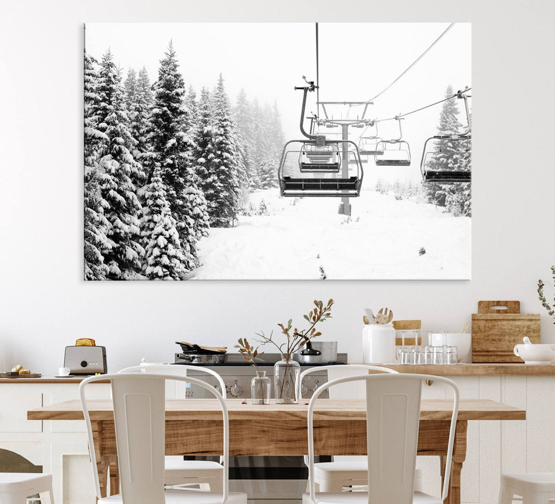 The winter decor features a Ski Lift Wall Art Canvas Print.