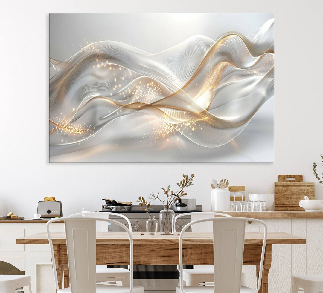 The Abstract Art Grey and Gold Lines Wall Art is a standout piece.