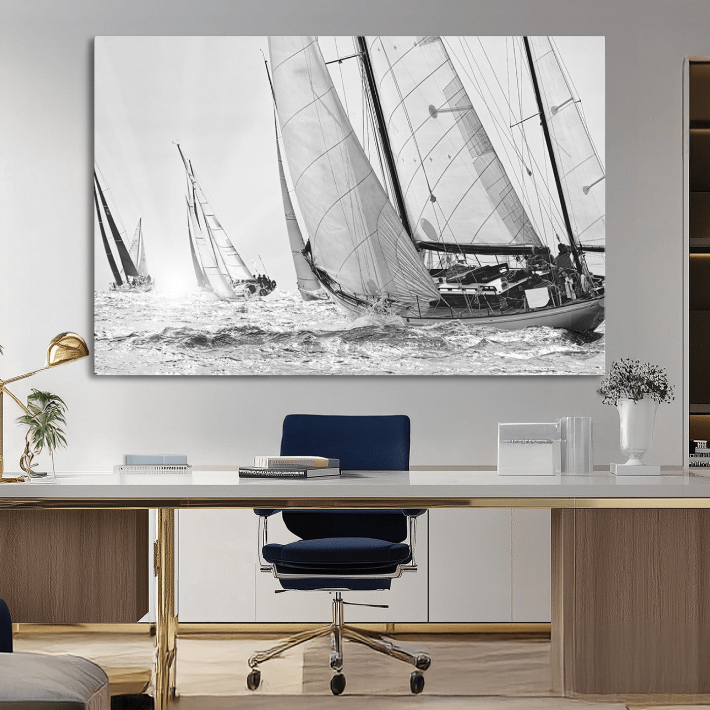 MGV-CV-36X24 - Yacht Sailboat Regatta Canvas Wall Art Canvas Print