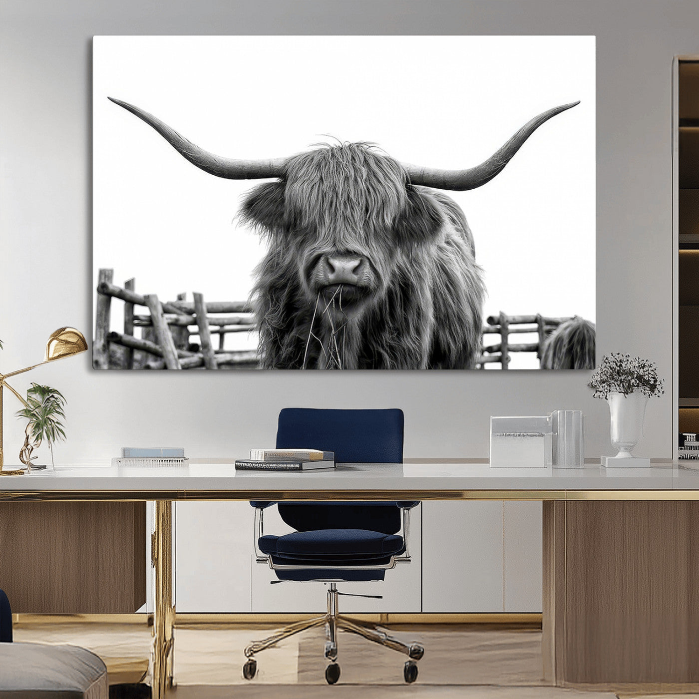 MGV-CV-36X24 - Longhorn Canvas Print, Bighorn Cow Wall Art Canvas Print