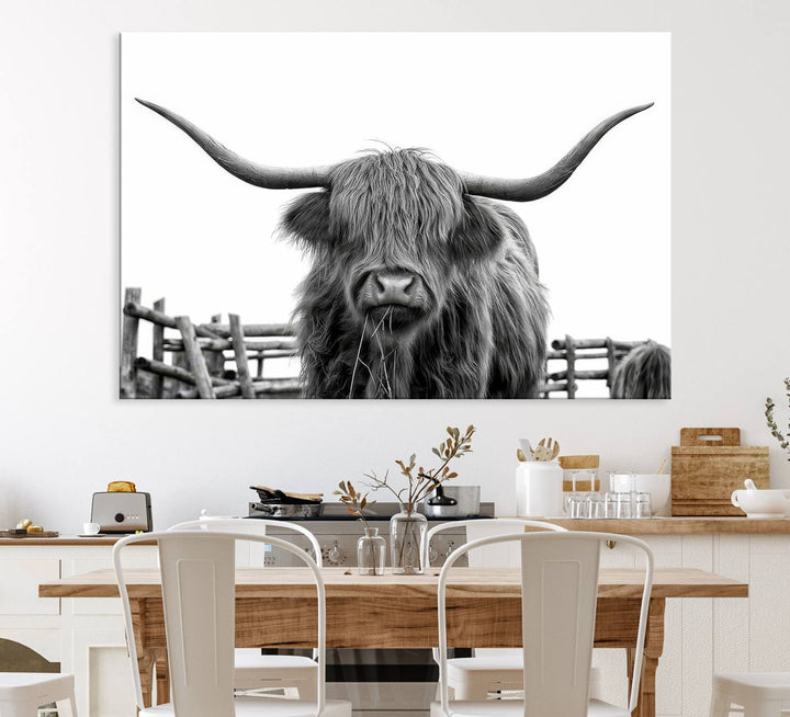 The Bighorn Cow Wall Art adds rustic charm to the space.