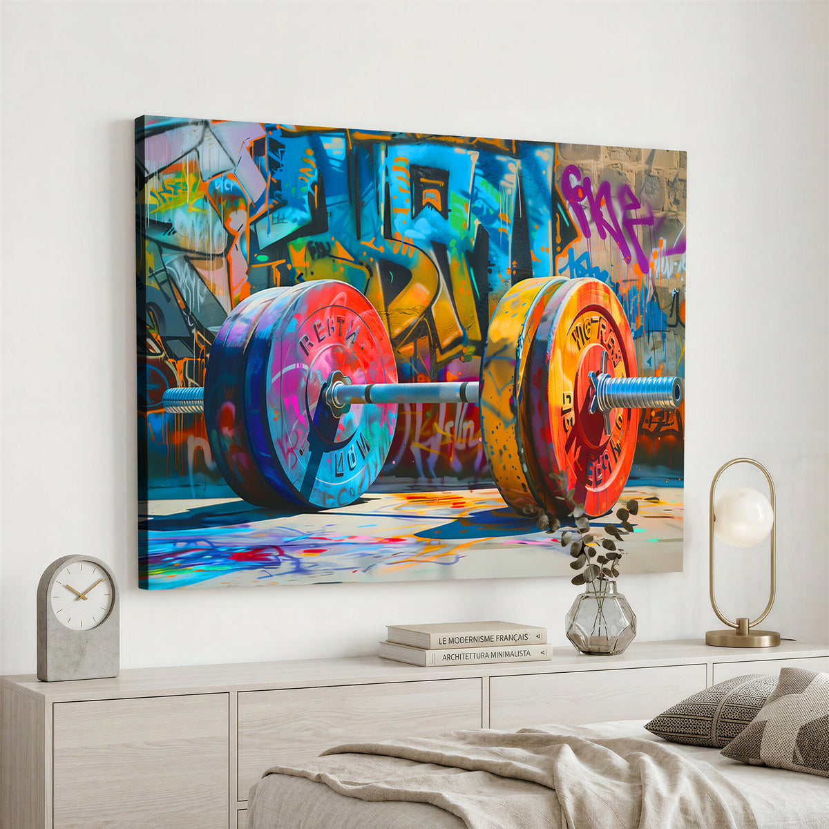 70871-MGV-CV-36X24 - Fitness Gym Barbell Graffiti Wall Art Canvas Print
