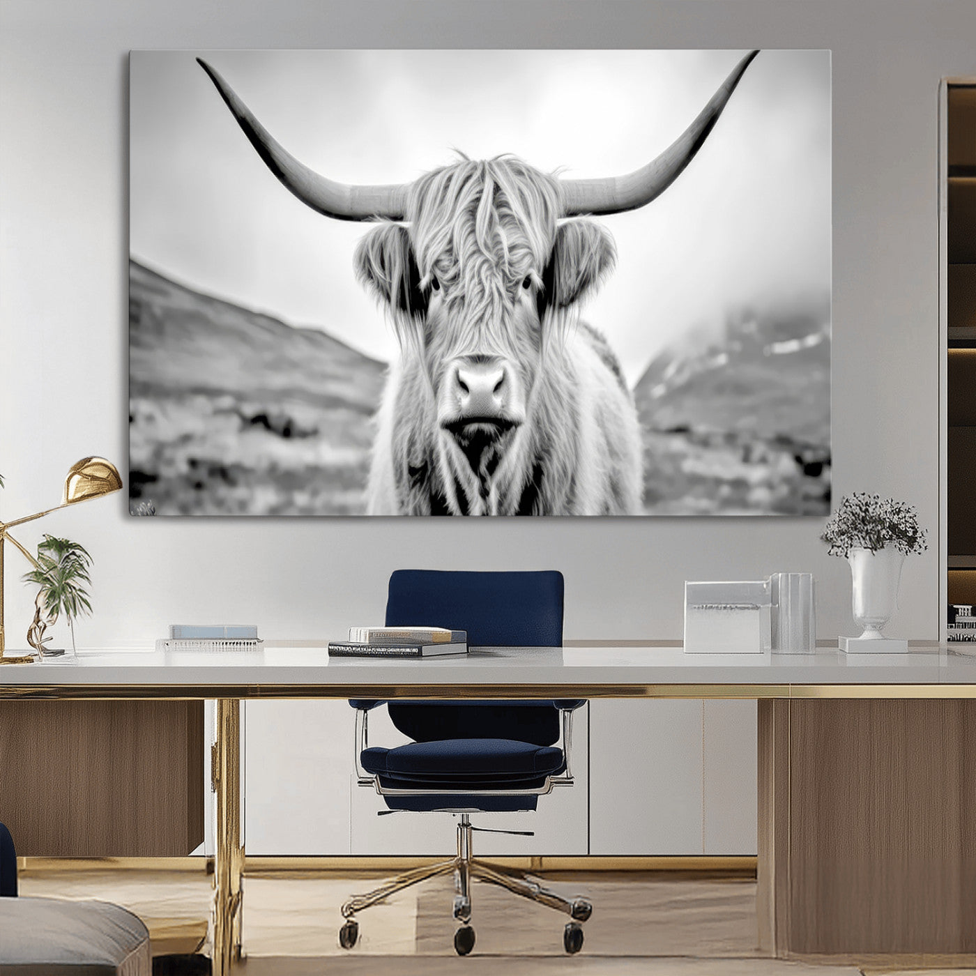 MGV-CV-36X24 - Scottish Cow Wall Art Canvas Print