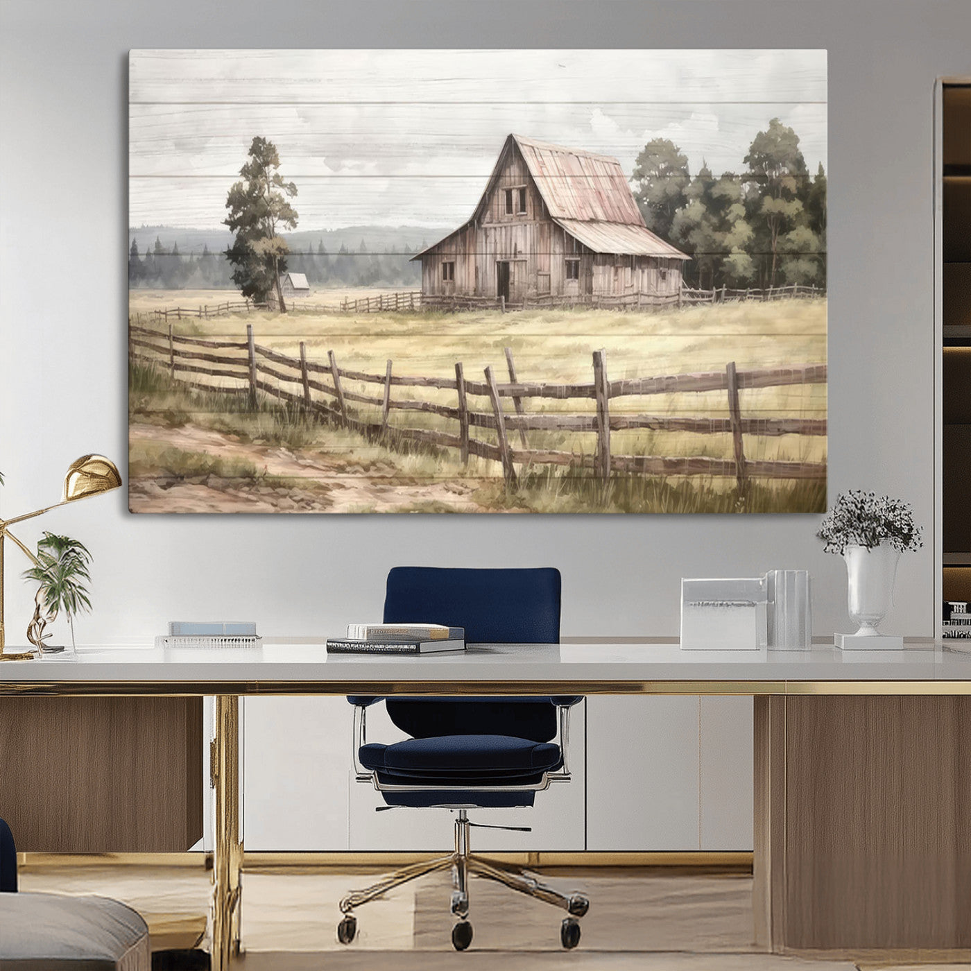 MGV-CV-36X24 - Rustic Farmhouse Barn Wall Art | 3-Panel Framed Gallery Wrap Giclee Canvas Print for Living Room, Farmhouse, or Office | Country Landscape Wall Art