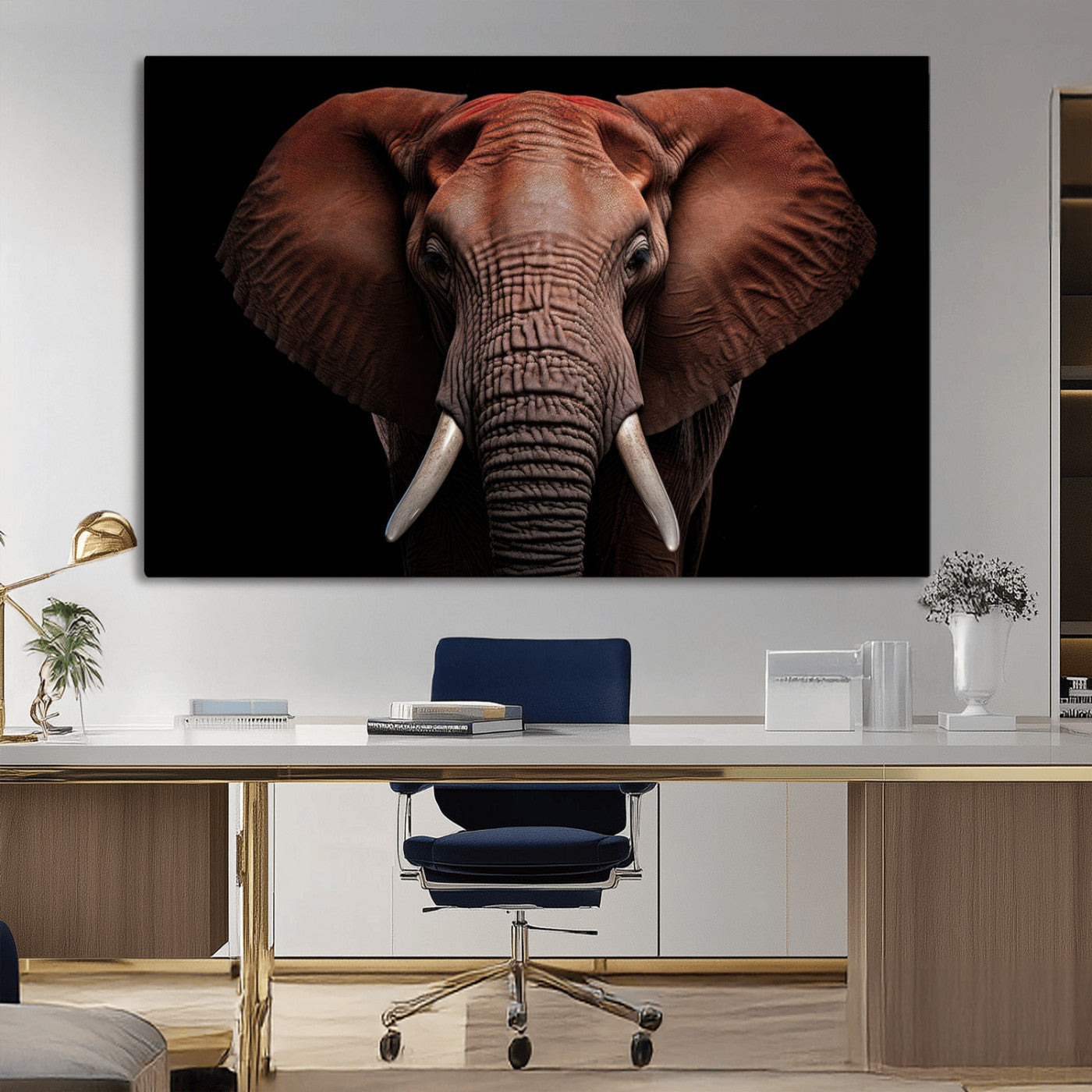 -Wild Elephant Wall Art Canvas Print, Africa Savannah Wild Animal Wall Decor Print