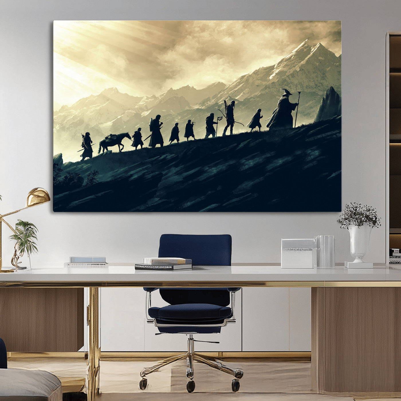41574-MGV-CV-36X24-Lord of the Rings Silhouette Wall Art Capturing the Epic Quest Through Middle-Earth - The