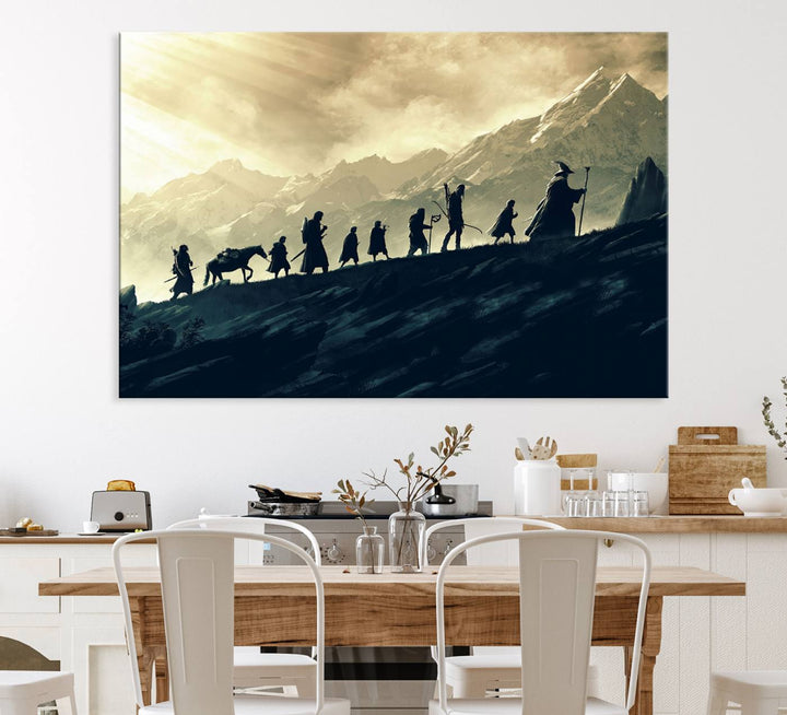 The living room features Lord of the Rings Silhouette Wall Art, capturing the epic quest through Middle-Earth.