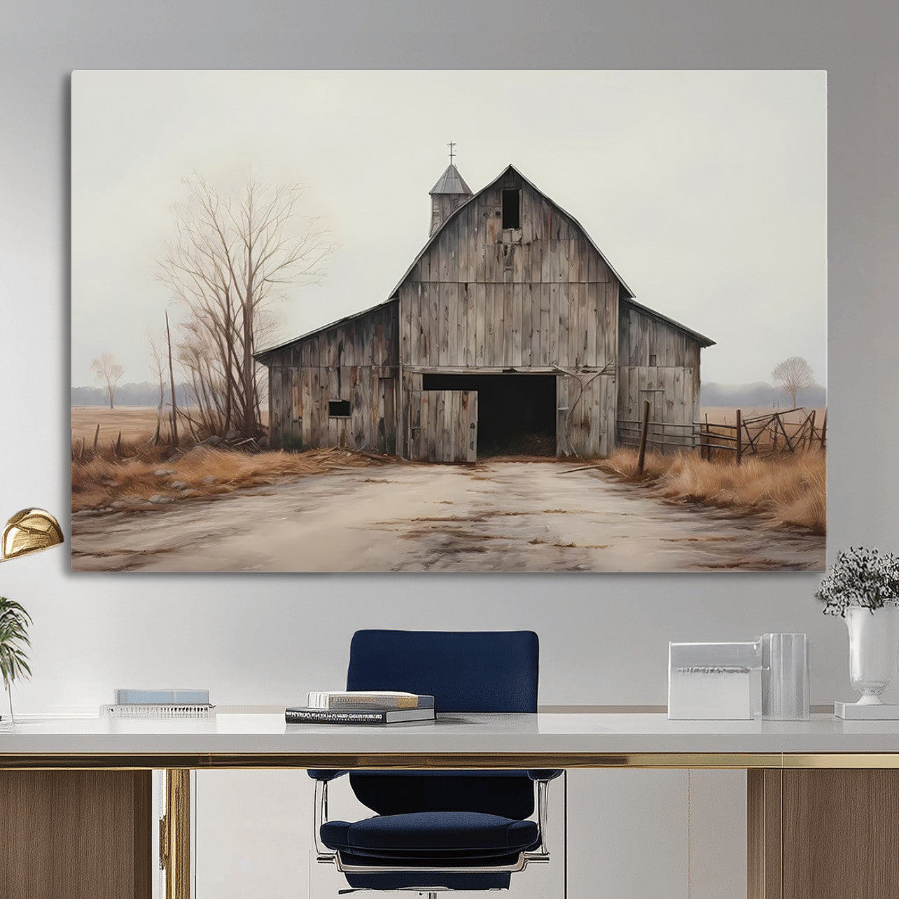 11602-MGV-CV-36X24 - Farmhouse Rustic Barn Wall Art Canvas Print – Framed and Ready to Hang – Perfect Addition to