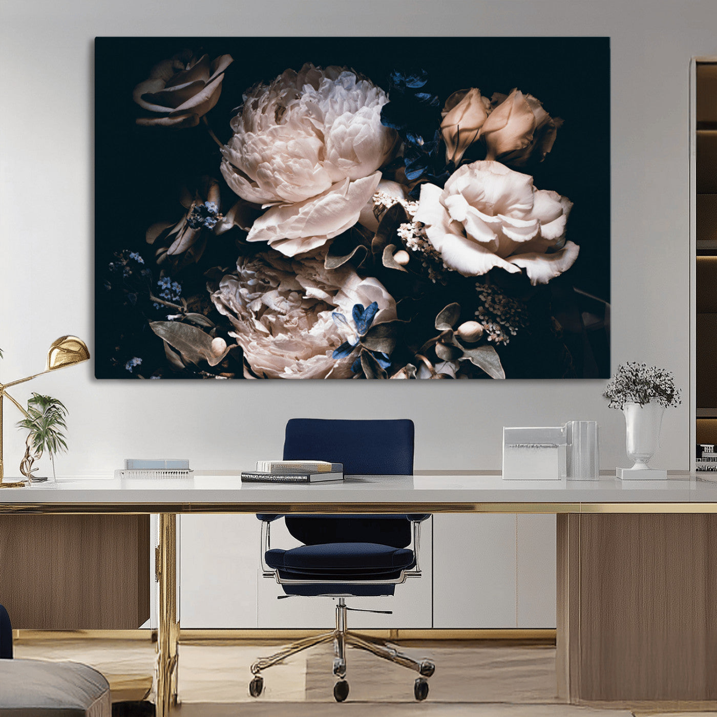MGV-CV-36X24 - Pink Peonies Flowers Large Canvas Art Print