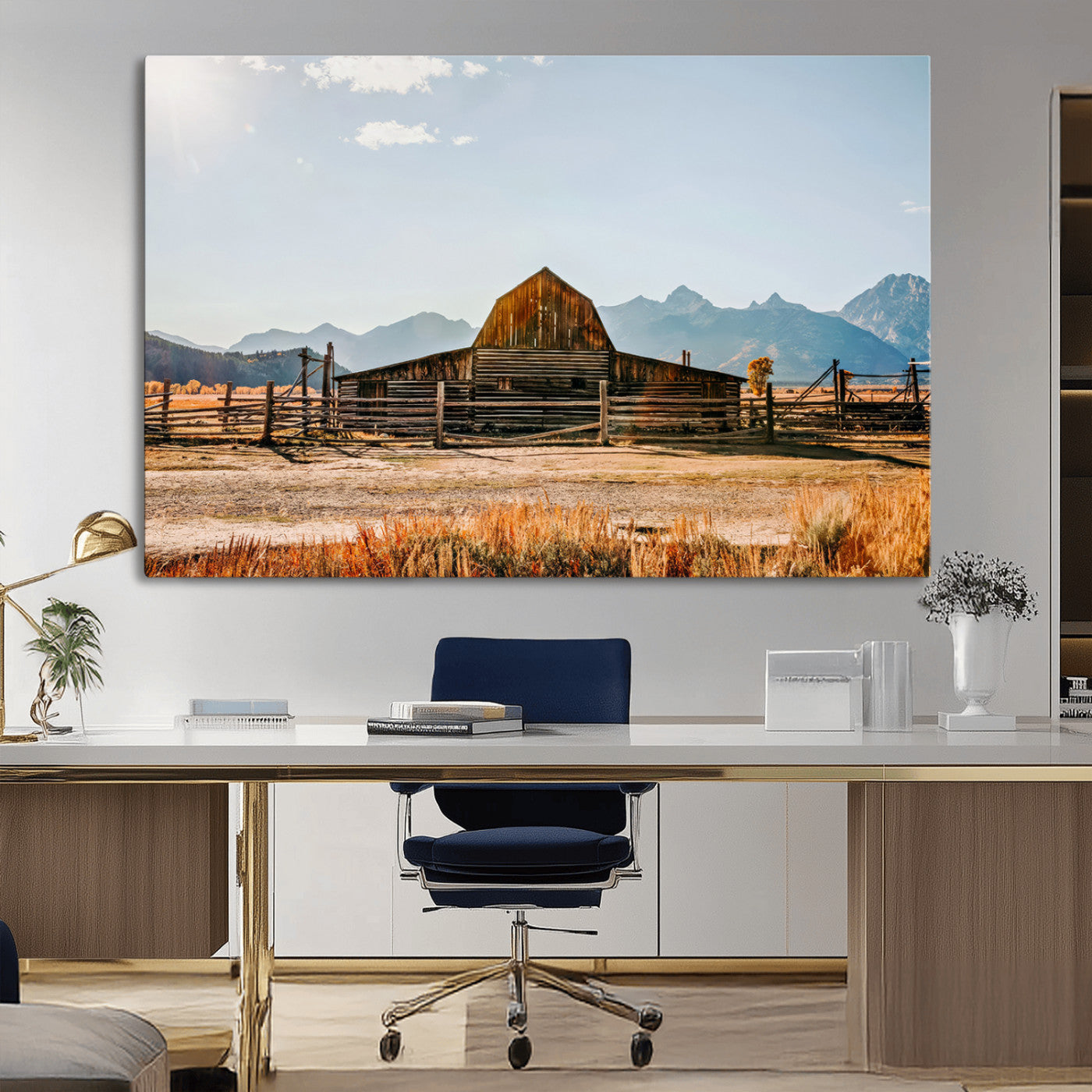 MGV-CV-36X24 - Vintage Old Barn Field Wall Art Canvas Print for Farmhouse Decor - Rustic Barn Wall Art Canvas Print
