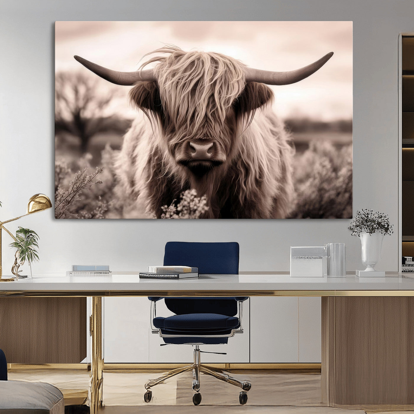 MGV-CV-36X24 - Scottish Cow Longhorn Wall Art Canvas Print