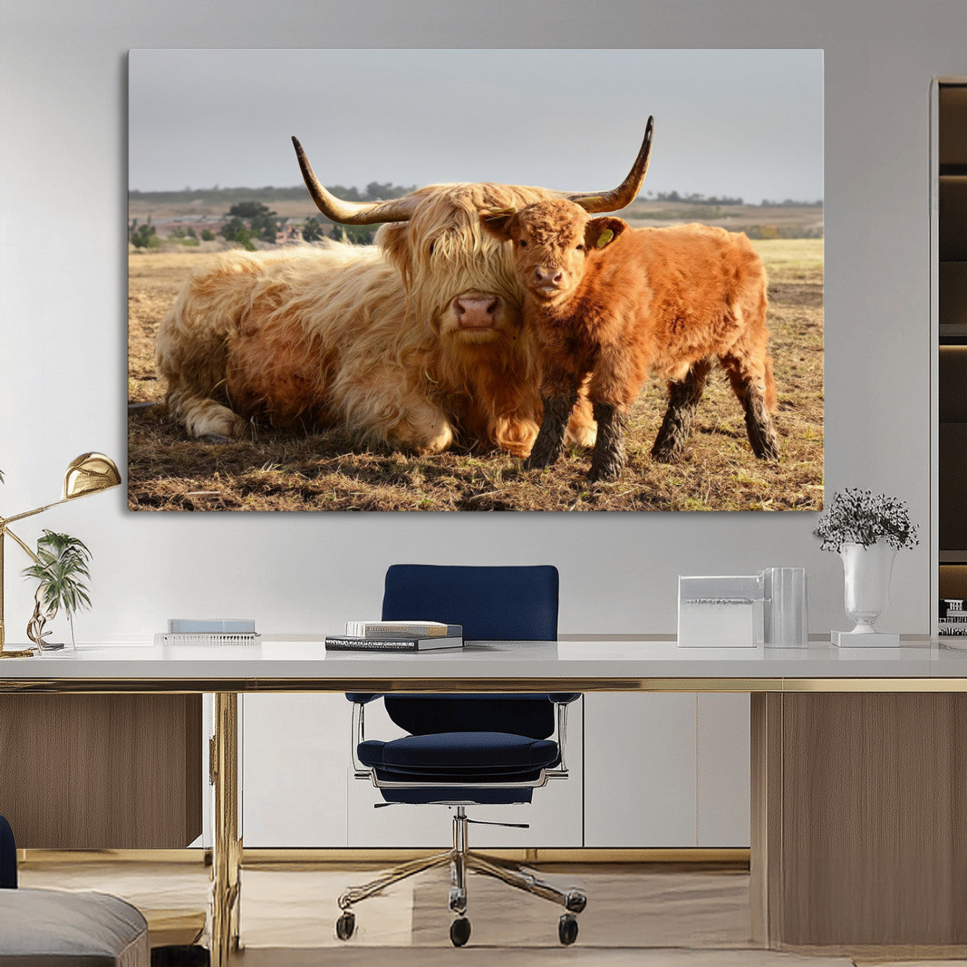 MGV-CV-36X24 - Highland Cow Canvas Wall Art Animal Print for Farm House Decor