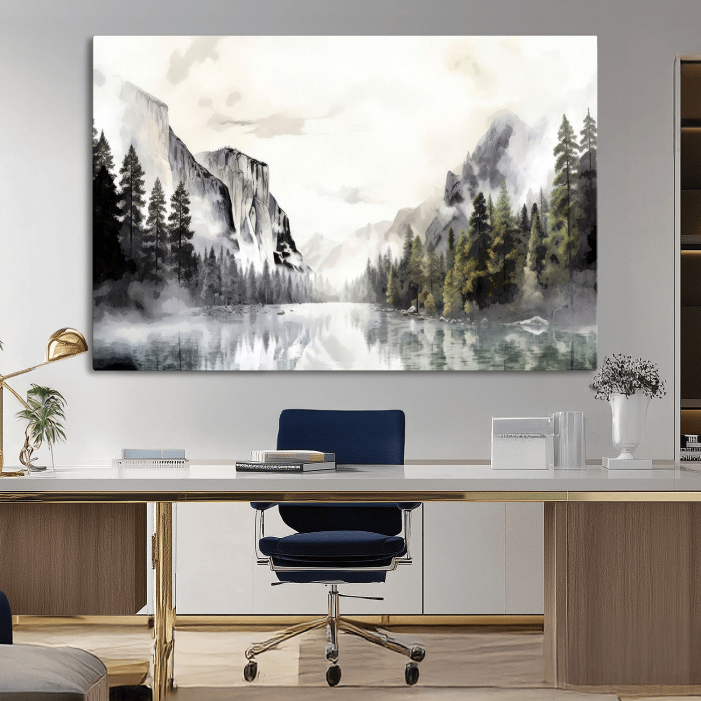 MGV-CV-36X24 - Yosemite Valley Wall Art Canvas Print – Framed and Ready to Hang – Majestic Nature Landscape Décor
