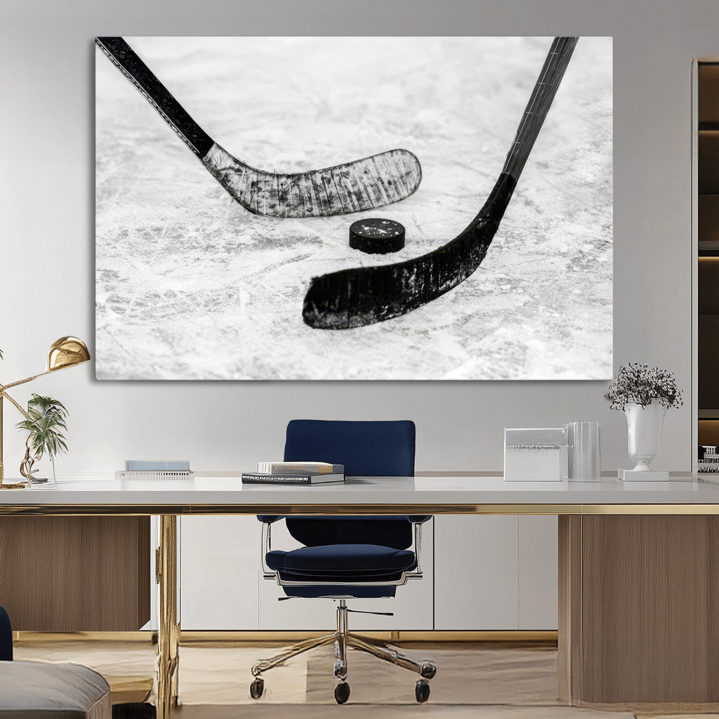 MGV-CV-36X24 - Winter Ice Hockey Sport Canvas Wall Art Print - Hockey Wall Art Print