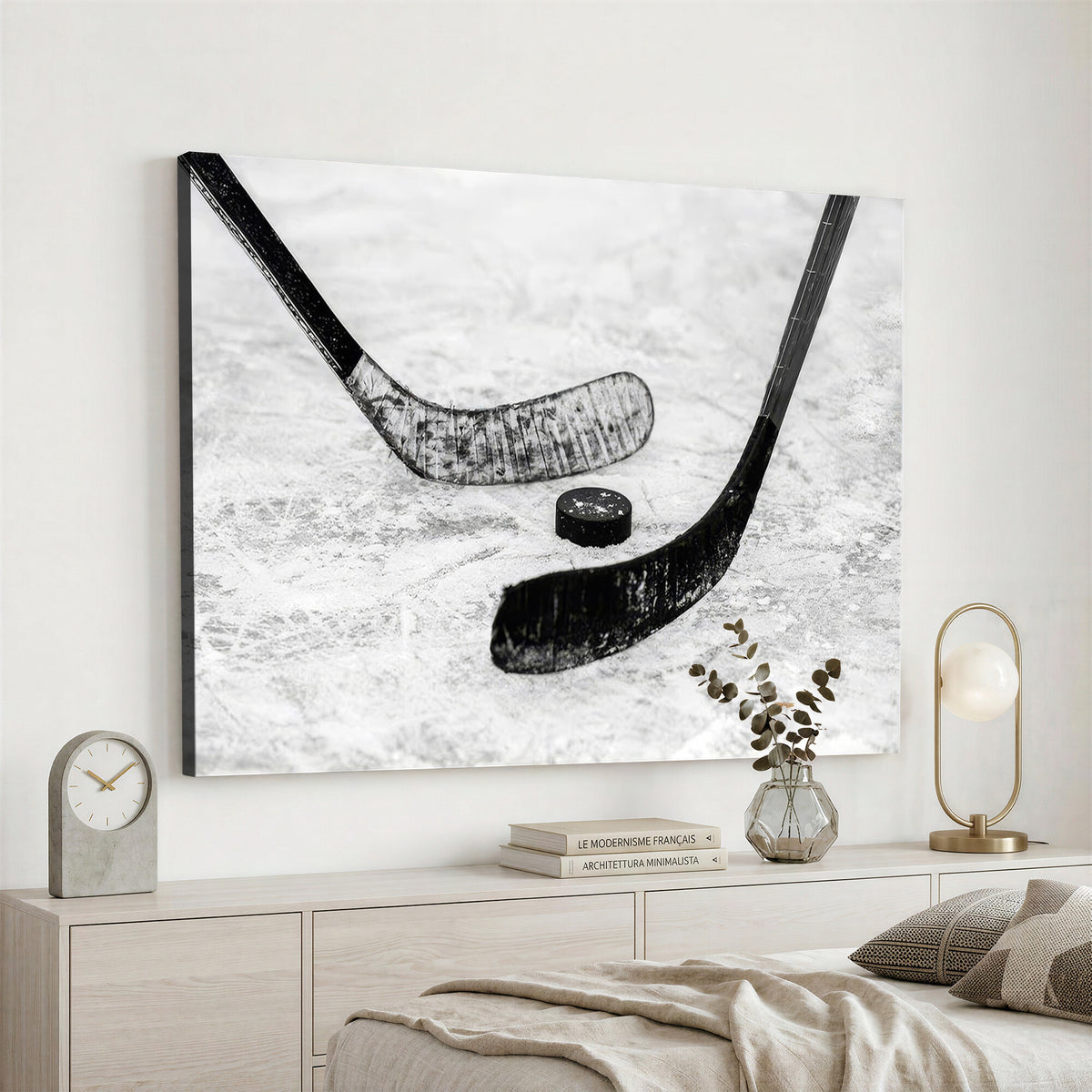 82900-MGV-CV-36X24 - Winter Ice Hockey Sport Canvas Wall Art Print, Hockey Wall Decor