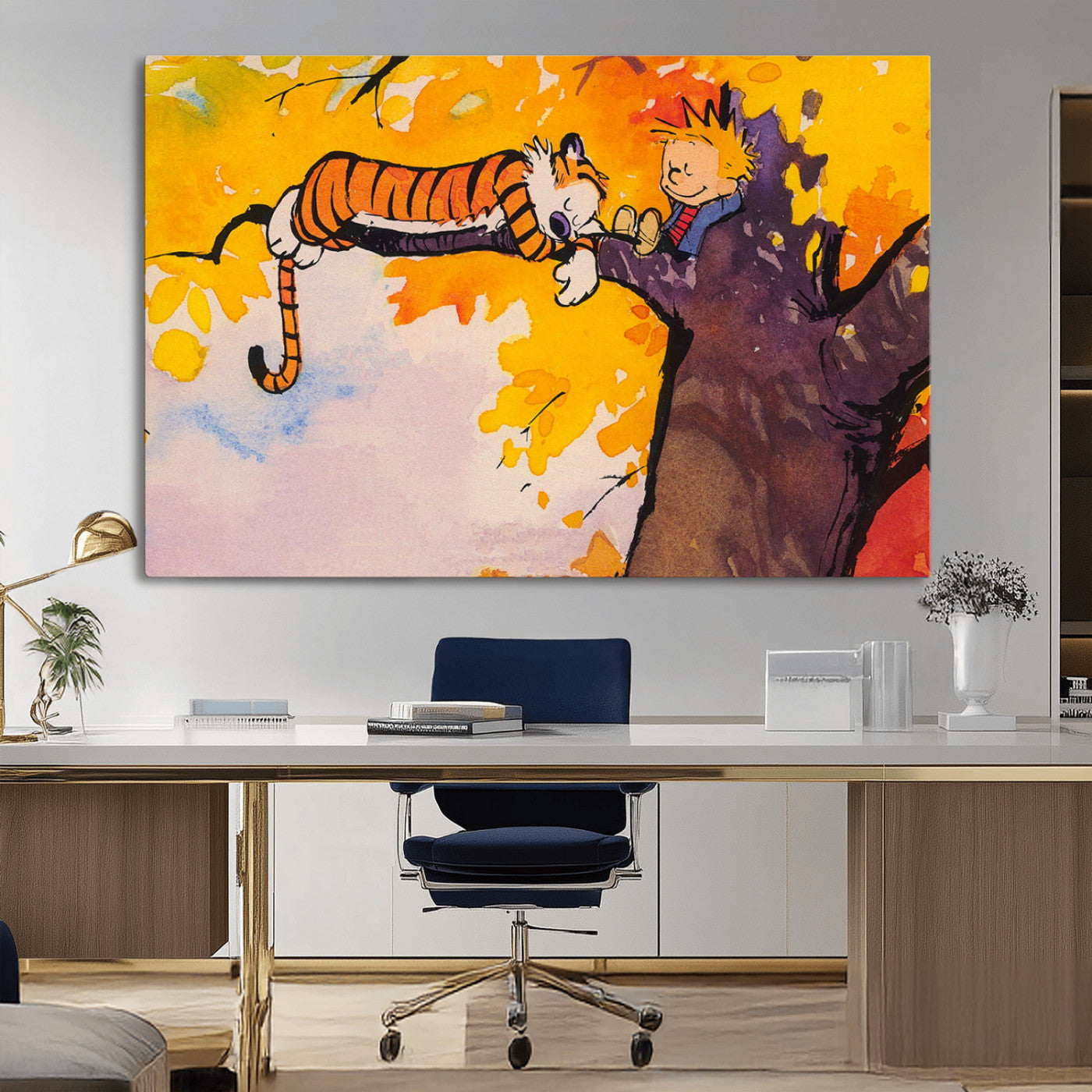 MGV-CV-36X24 - Calvin and Hobbes Tree Scene Canvas Print | 3 Panel Large Wall Art for Living Room or Kid’s Room,