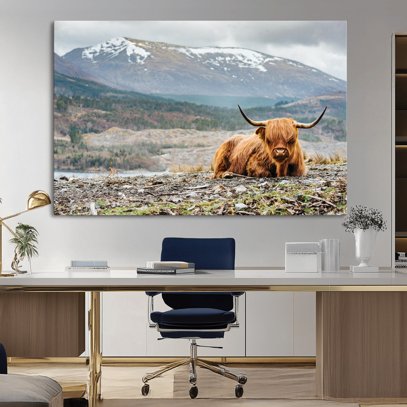 -Highland Cow Horn Farm Wall Art Canvas Print