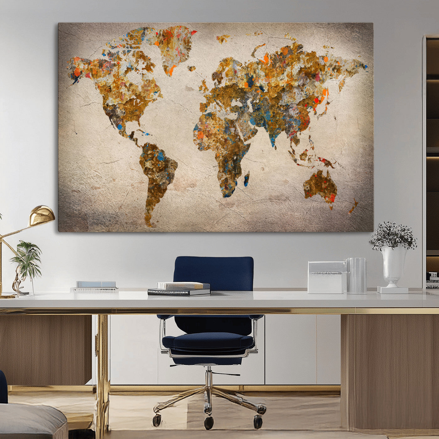 MGV-CV-36X24 - Push Pin World Map Canvas Print – Framed Wall Art for Couples to Track Their Travels – Anniversary