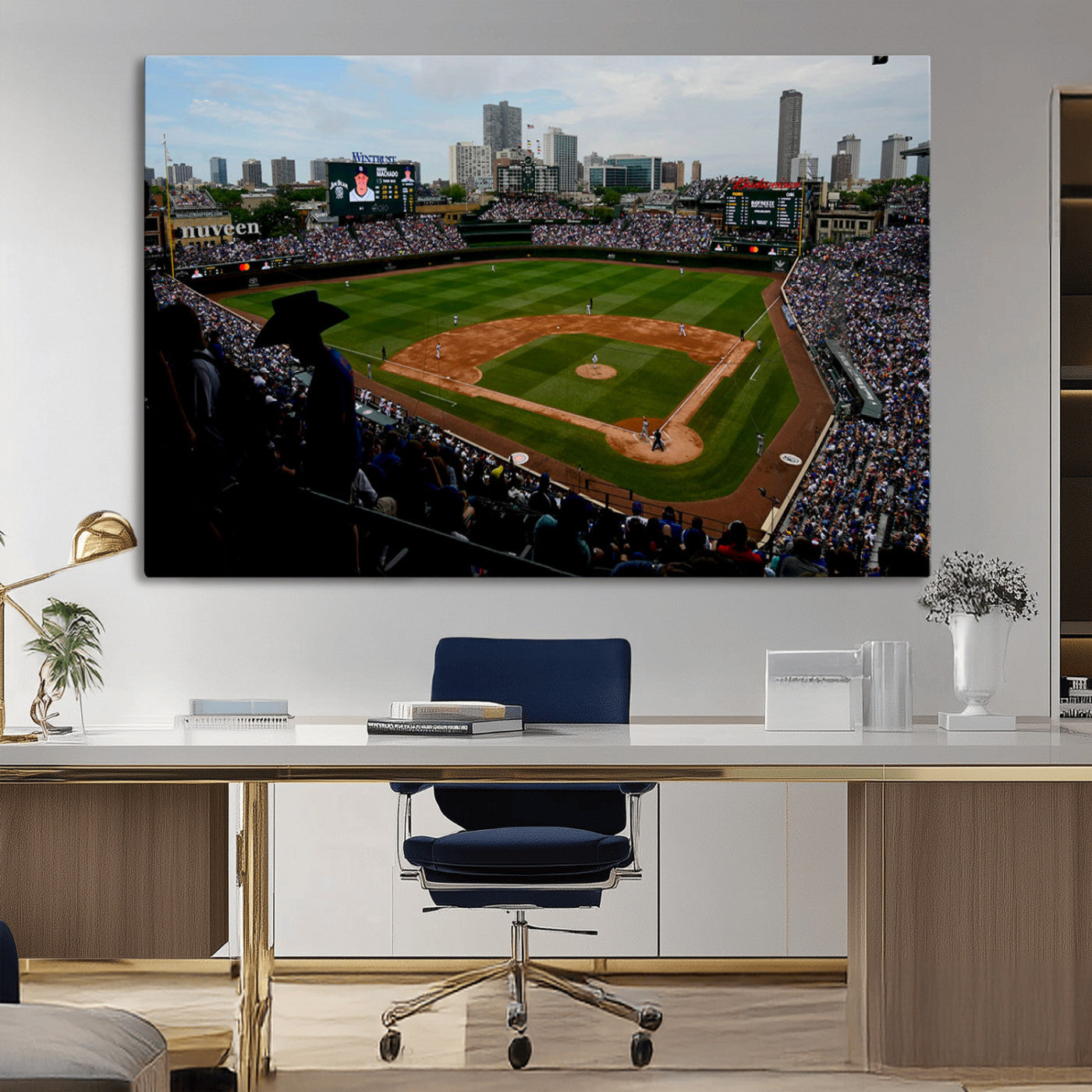 MGV-CV-36X24 - Chicago Cubs Baseball Team Print - Wrigley Field Stadium Wall Art Canvas Print