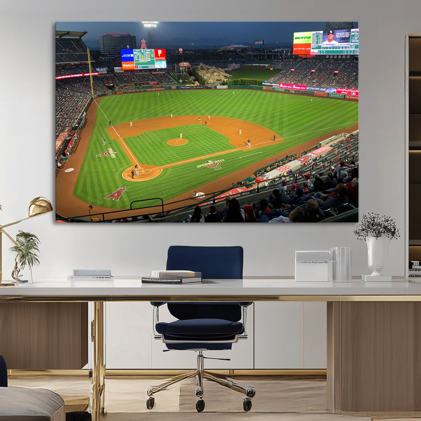 MGV-CV-36X24 - Angel Stadium Aerial View – Los Angeles Angels Baseball Canvas Print, Framed, Ready to Hang