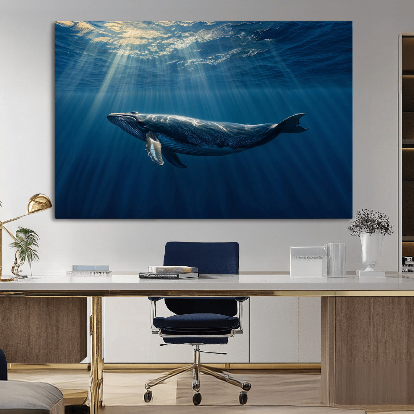 -Whale under Ocean Wall Art Canvas Print