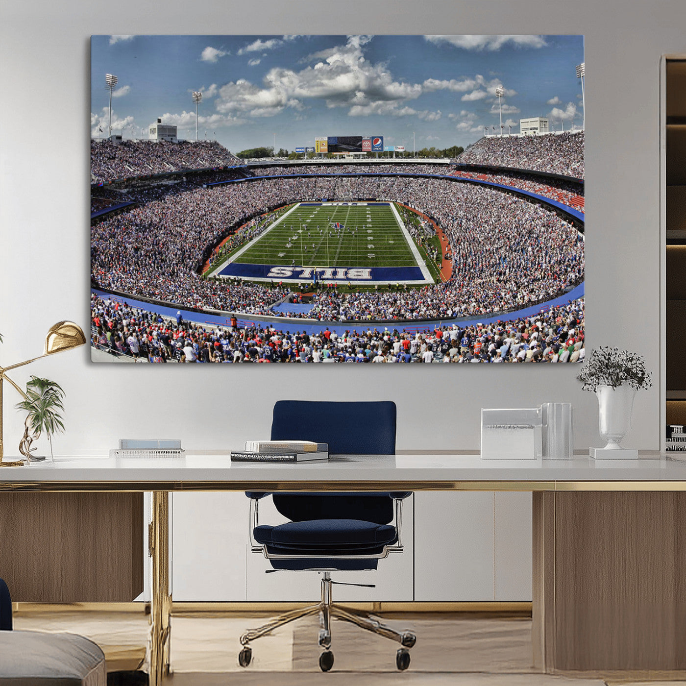 MGV-CV-36X24 - Buffalo Bills Highmark Stadium Wall Art Canvas Print - Bills Stadium Game Day Triple Canvas Wall Art - Buffalo Bills NFL Match