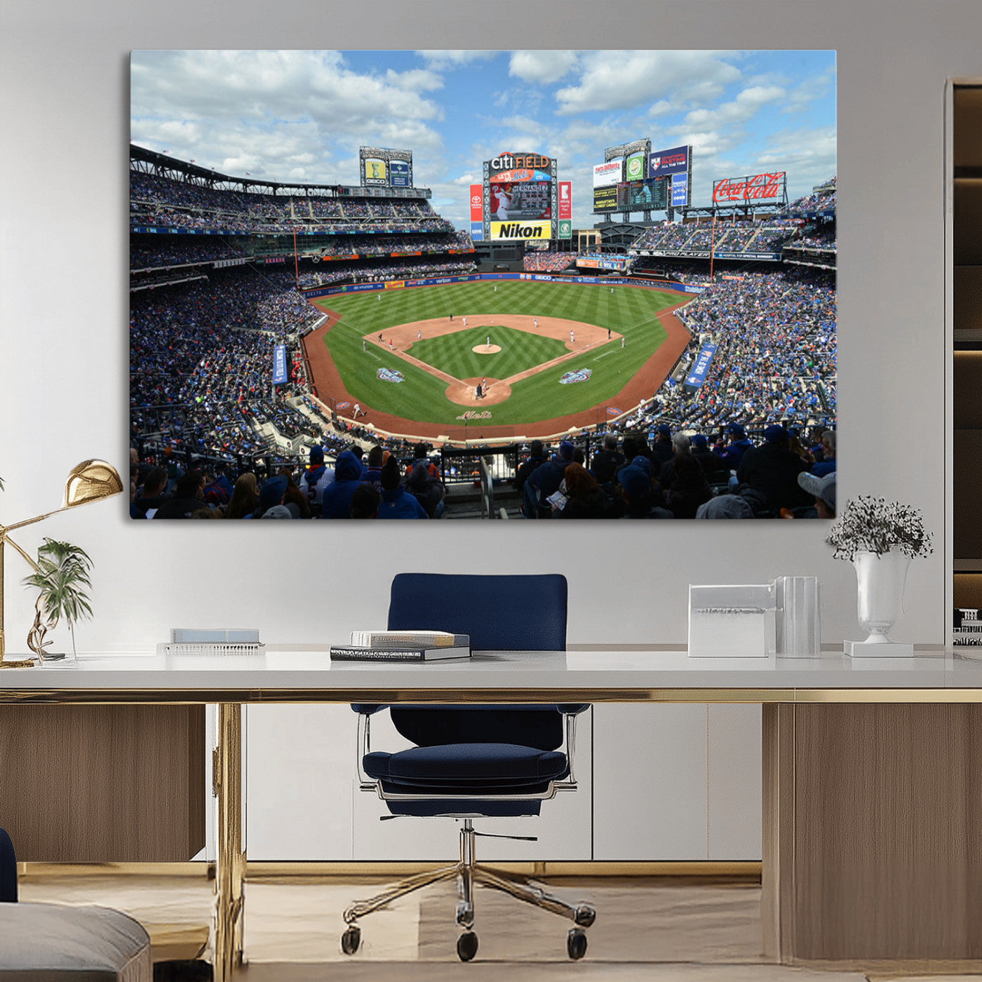 MGV-CV-36X24 - New York Mets Baseball Team Print - Citi Field Stadium Wall Art Canvas Print