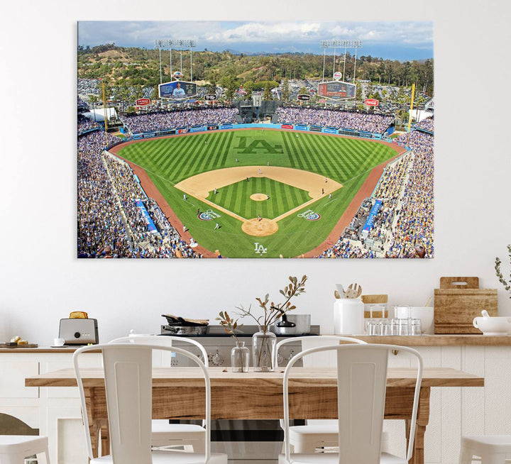 Aerial view of a sunny game day at Citi Field, captured in a 3-panel canvas print wall art.