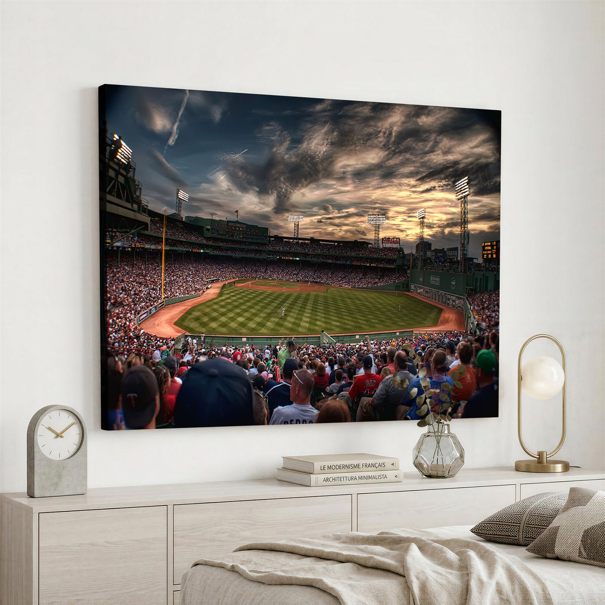 53432-MGV-CV-36X24 - Boston Red Sox Baseball Team Print, Massachusetts Fenway Park Stadium Wall Art Canvas Print