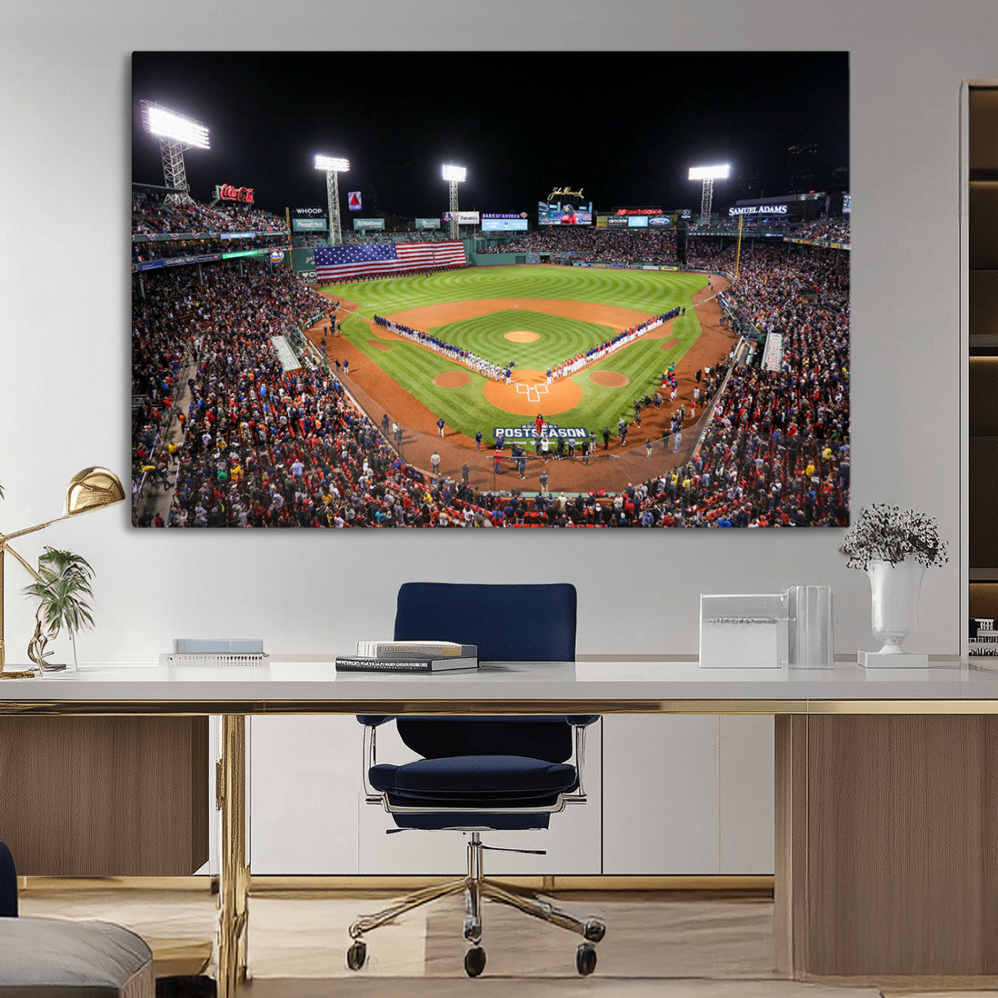 MGV-CV-36X24 - Fenway Park Wall Art Canvas Print | Large Baseball Stadium Canvas Print for Boston Red Sox Fans | Framed Ready-to-Hang Boston Sports Decor Artwork