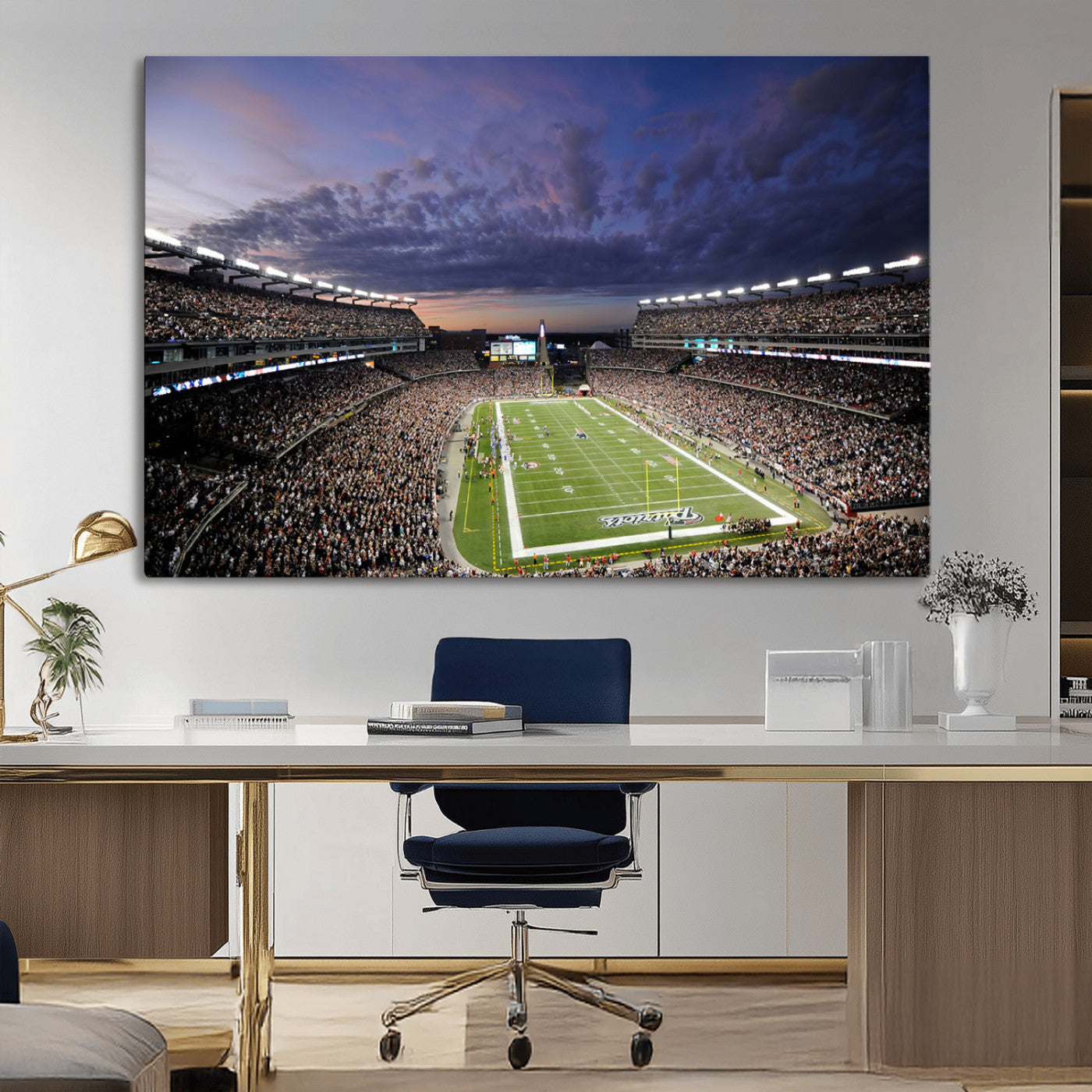 MGV-CV-36X24 - New England Patriots Football Team Print - Foxborough Gillette Stadium Wall Art Canvas Print