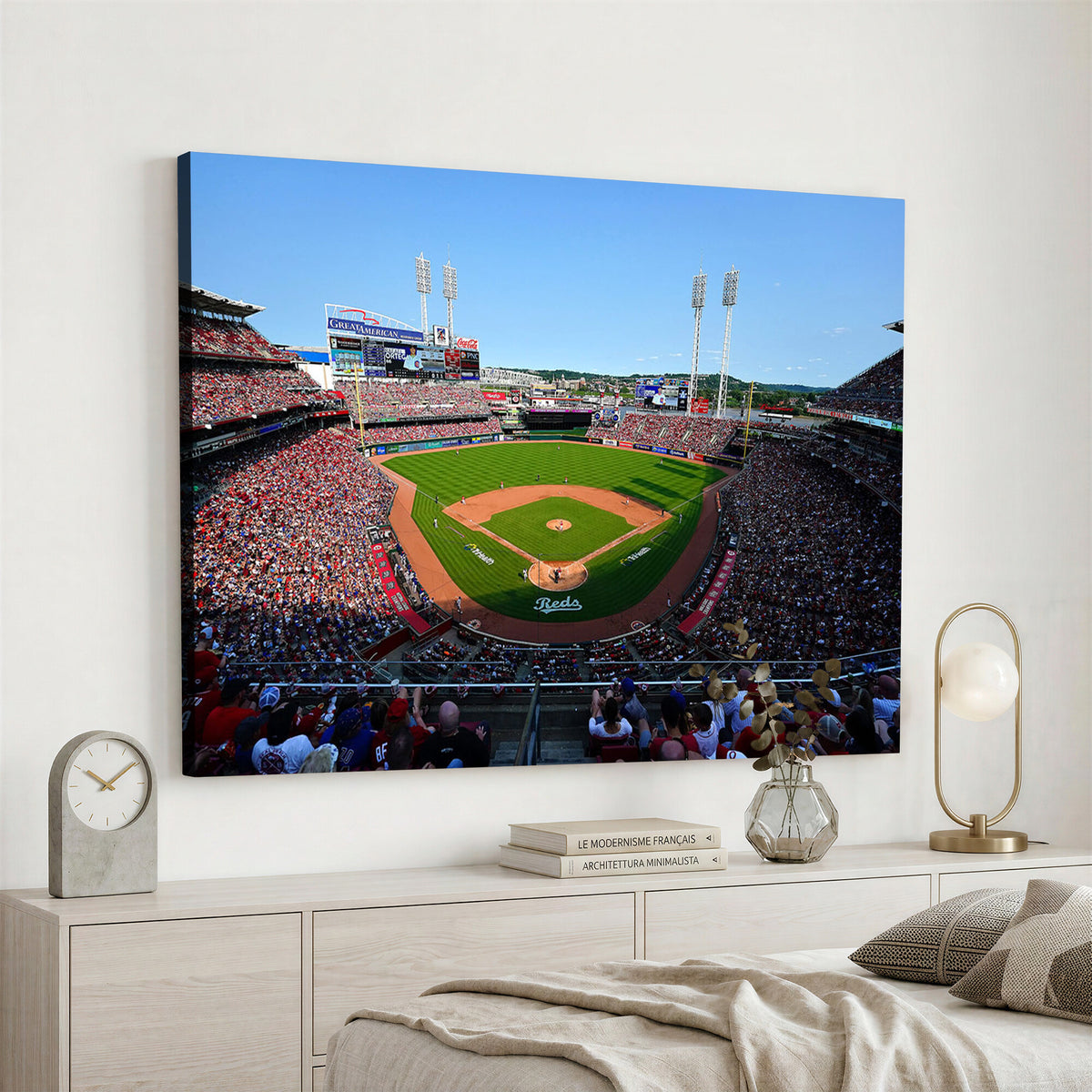90998-MGV-CV-36X24 - Cincinnati Reds Baseball Canvas Print | Great American Ball Park Stadium Wall Art