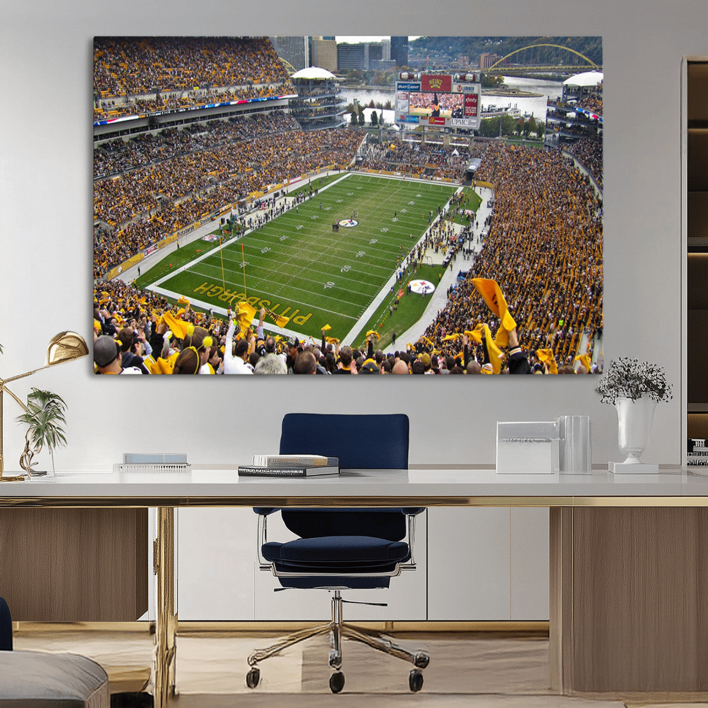 MGV-CV-36X24 - Pittsburgh Steelers Football Team Print - Pittsburgh Heinz Field Stadium Wall Art Canvas Print