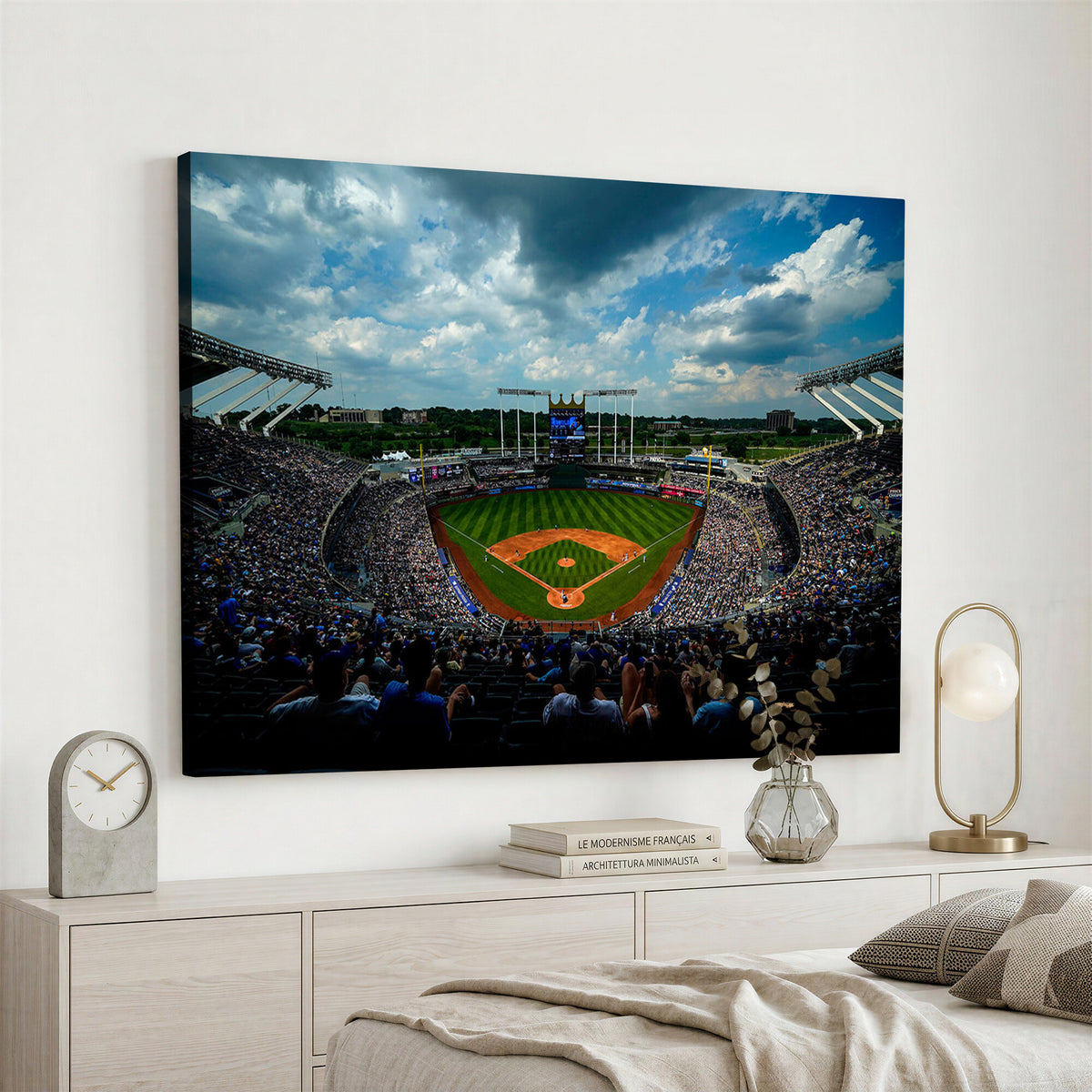 37127-MGV-CV-36X24 - 3-Panel Kauffman Stadium Wall Art Print | Large Kansas City Royals Baseball Canvas