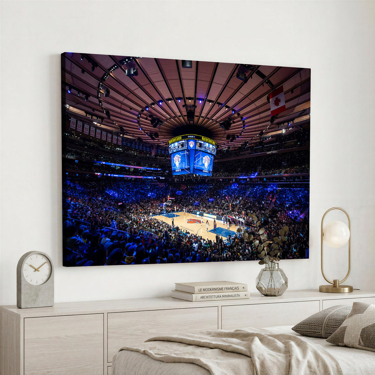 20491-MGV-CV-36X24 - Madison Square Garden Basketball Print Canvas, Basketball Game Triple Canvas Wall Art