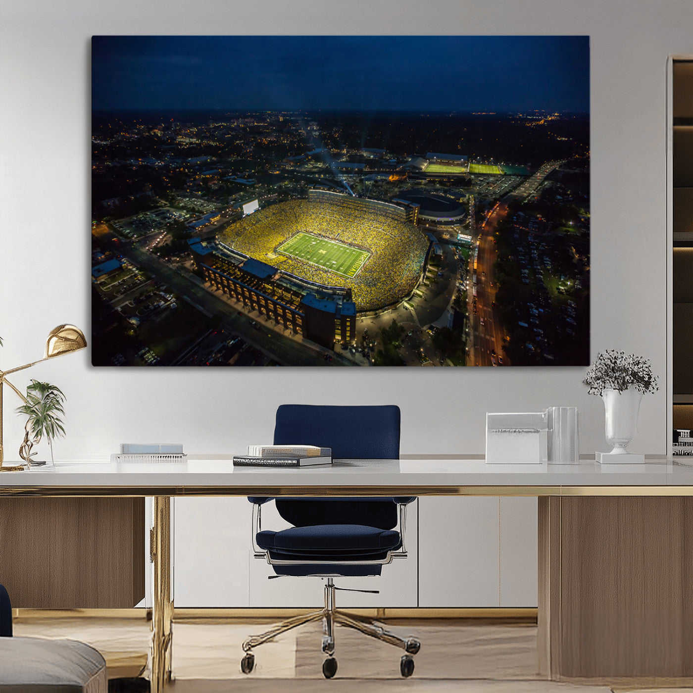 MGV-CV-36X24 - Michigan Wolverines Football Team Print - Michigan Stadium Wall Art Canvas Print