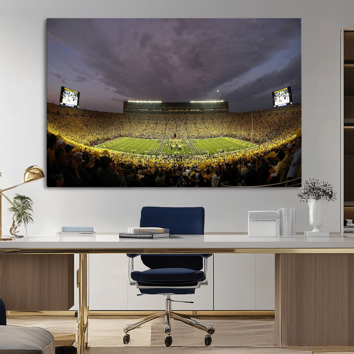 MGV-CV-36X24 - Michigan Wolverines Football Team Print - Michigan Stadium Wall Art Canvas Print