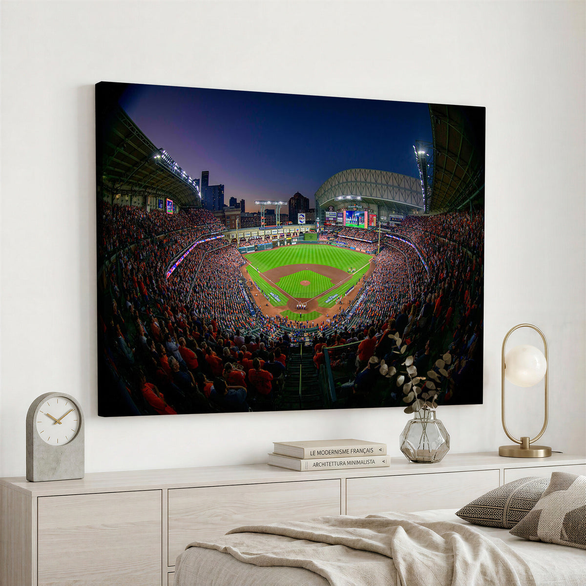 44322-MGV-CV-36X24 - Houston Astros Baseball Print Canvas, Houston Minute Maid Park Stadium Wall Art