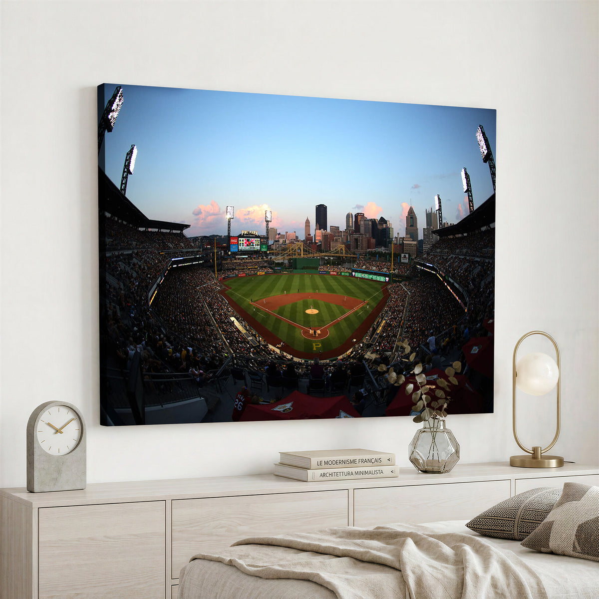 67670-MGV-CV-36X24 - PNC Park Evening Game Triple Canvas Wall Art | Pittsburgh Pirates MLB Stadium