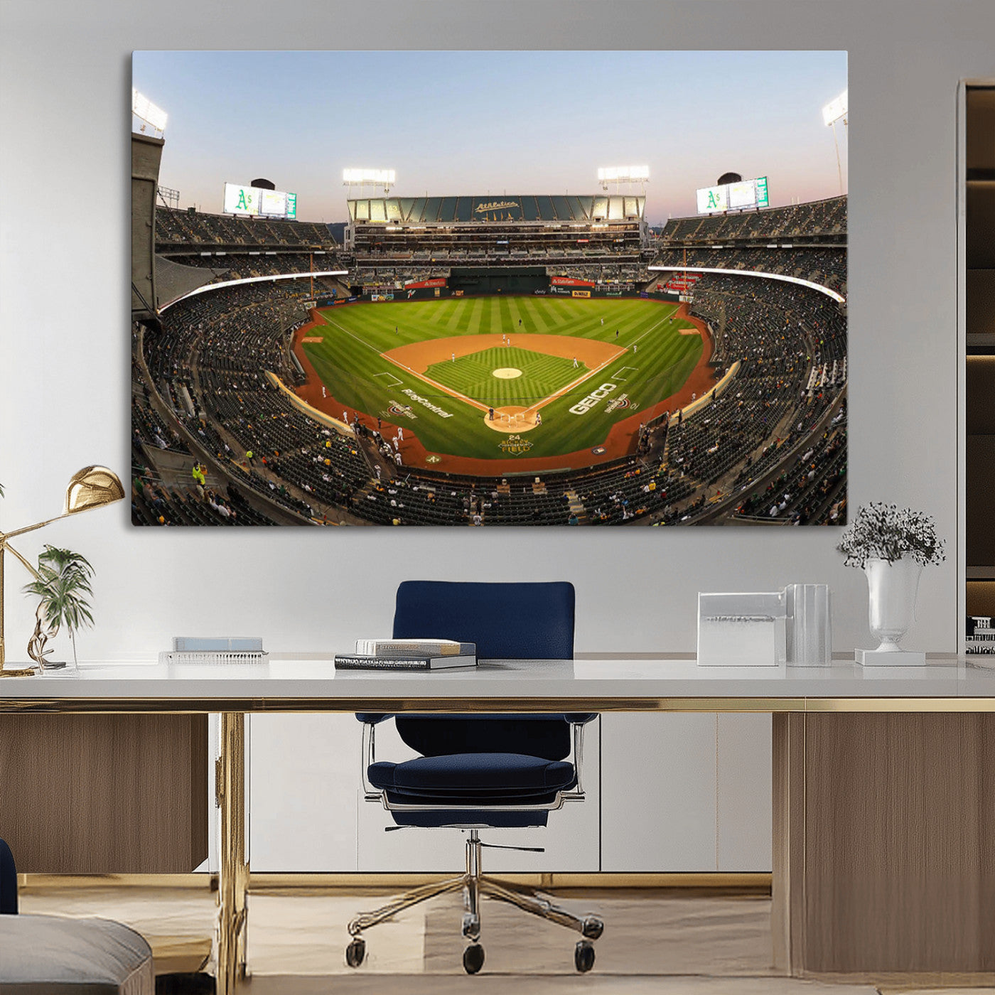MGV-CV-36X24 - Oakland Athletics Baseball Team Print - RingCentral Coliseum Stadium Wall Art Canvas Print