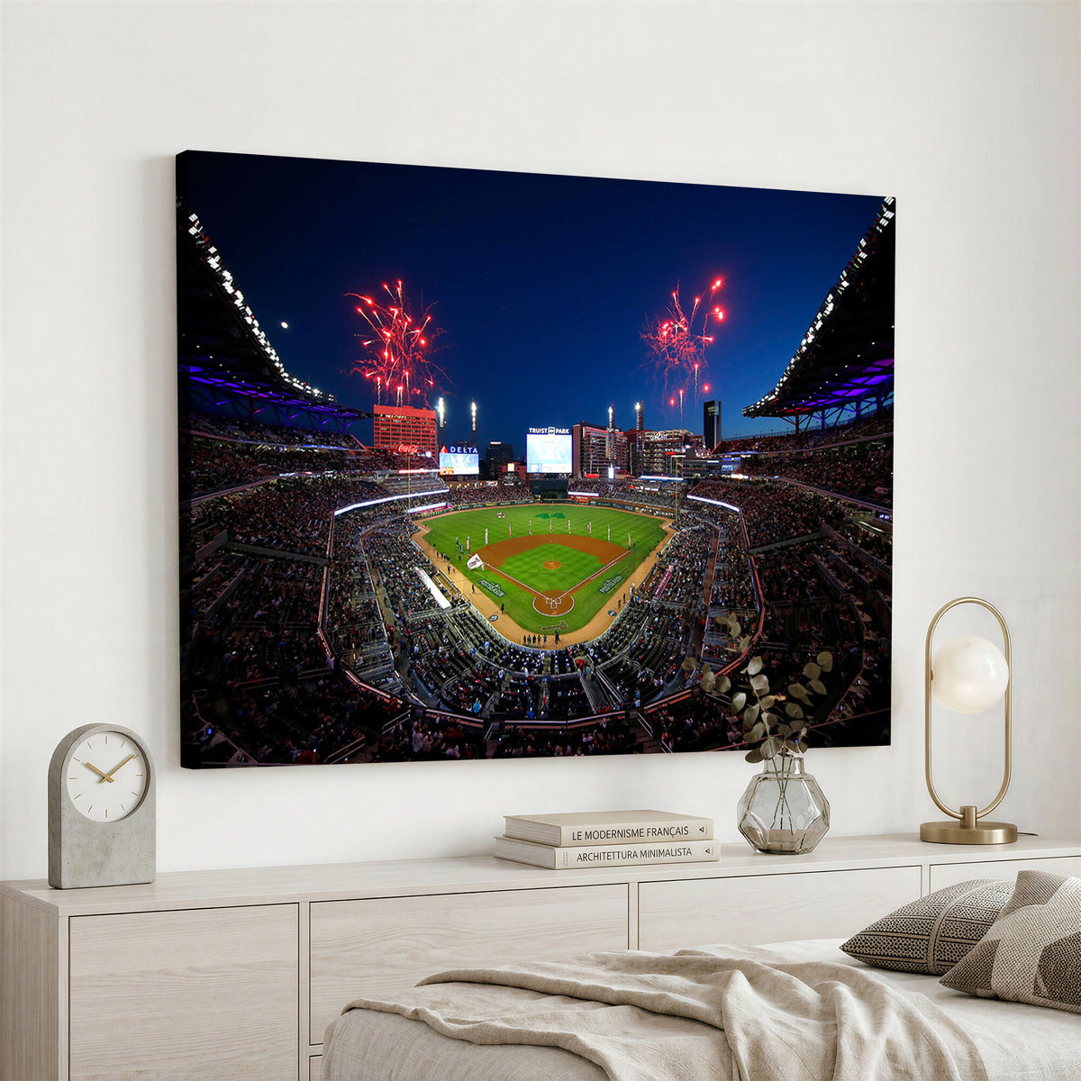 50582-MGV-CV-36X24 - Truist Park Atlanta Braves Baseball Stadium Wall Art Print | Large 3-Panel Canvas Print for Sports