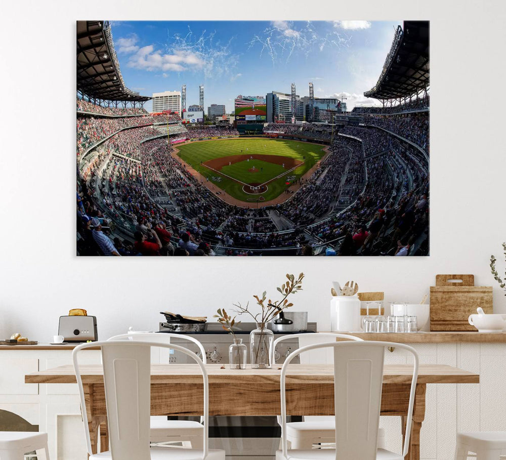 Truist Park Stadium Triple Canvas: Atlanta Braves Game Day Sky—Perfect Decor!.