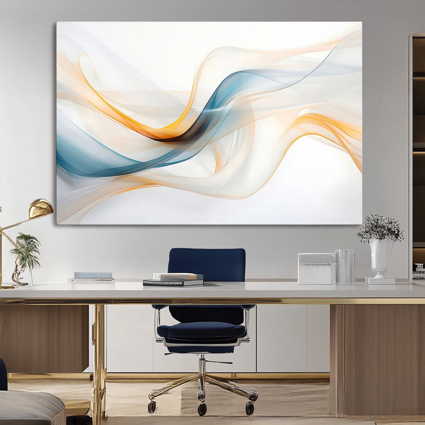 MGV-CV-36X24 - Decorative Turquoise Abstract Wave Wall Art Canvas Print